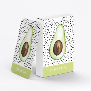 Modern Green Avocado Personalised Name  Playing Cards