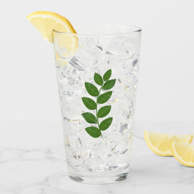 Modern Green Bay Leaves Glass (Front Ice)