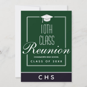 Modern Green Black 10th Class Reunion Invitation