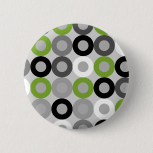 Modern green, black and white dots Button