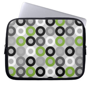 Modern green, black and white dots Laptop Sleeve