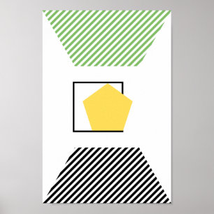 Modern Green, Black And Yellow Shapes Abstract Art Poster