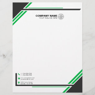 Modern Green & Black Geometric Letterhead