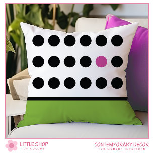 Modern Green Black Polka Dot Cushion