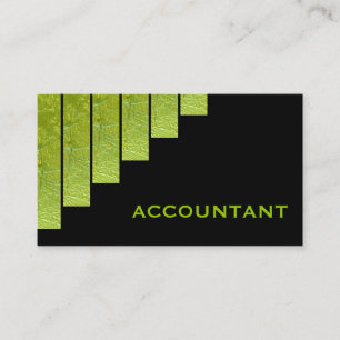 Modern green, black vertical stripes accountant business card