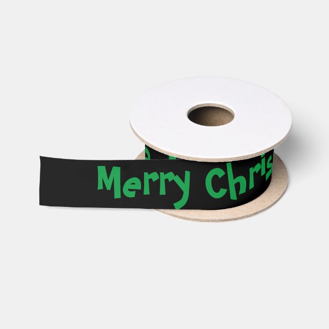 Modern Green Blue Black Christmas Tree Satin Ribbon (Spool)