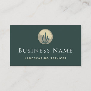 Modern Green Boho Plant Yard Landscaping Greenery Business Card