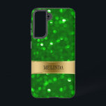 Modern Green Bokeh Glitter Case-Mate iPhone Case<br><div class="desc">Modern green tones bokeh style glitter pattern. Gold accent and customisable name/monogram.</div>