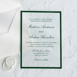 Modern Green Border Wedding Acrylic Invitations