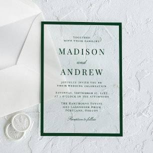 Modern Green Border Wedding Acrylic Invitations