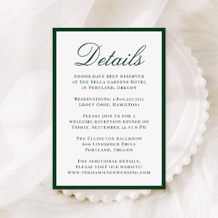 Modern Green Border Wedding Details Enclosure Card