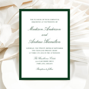 Modern Green Border Wedding Invitation