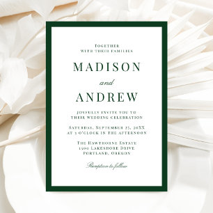 Modern Green Border Wedding Invitation