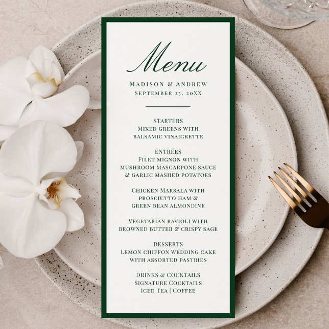 Modern Green Border Wedding Menu (Creator Uploaded)