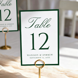 Modern Green Border Wedding Table Number