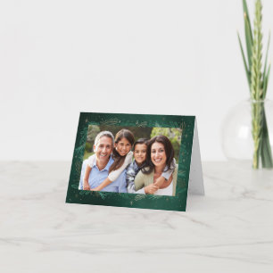 Modern Green Botanical Keepsake Photo Chistmas Holiday Card