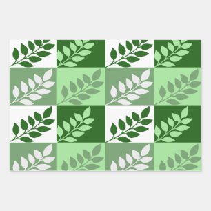 Modern Green Botanical Leaf Pattern Wrapping Paper