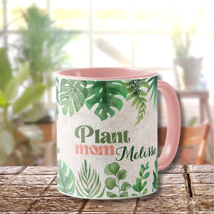 Modern Green Botanical Leaves Plant Mum  Mug