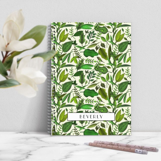 Modern Green Botanical Monogram Notebook (Modern Green Botanical Monogram Notebook)