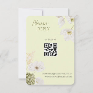 Modern Green Botanical QR Code RSVP Card