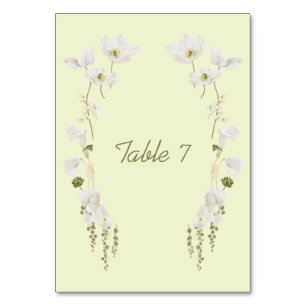 Modern Green Botanical Wedding Table Number Card
