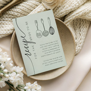 Modern Green Bridal Shower Recipe Enclosure Card
