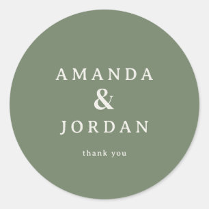 Modern Green Calligraphy Classic Round Sticker