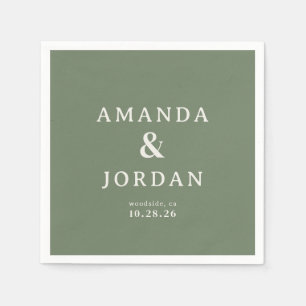 Modern Green Calligraphy Napkin
