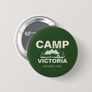 Modern Green Camp Bachelorette Party  6 Cm Round Badge