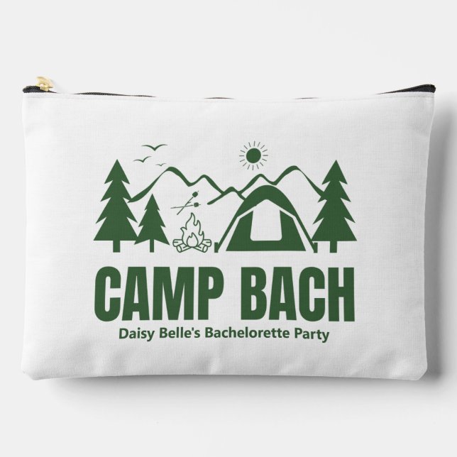 Modern Green Camp Bachelorette Weekend Accessory Pouch (Front)