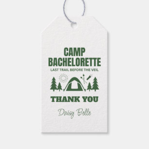 Modern Green Camp Bachelorette Weekend Gift Tags
