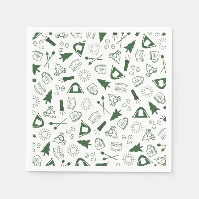 Modern Green Camp Bachelorette Weekend Napkin (Front)