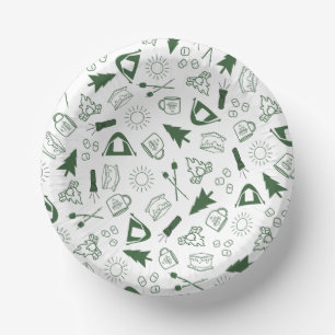 Modern Green Camp Bachelorette Weekend Paper Plate