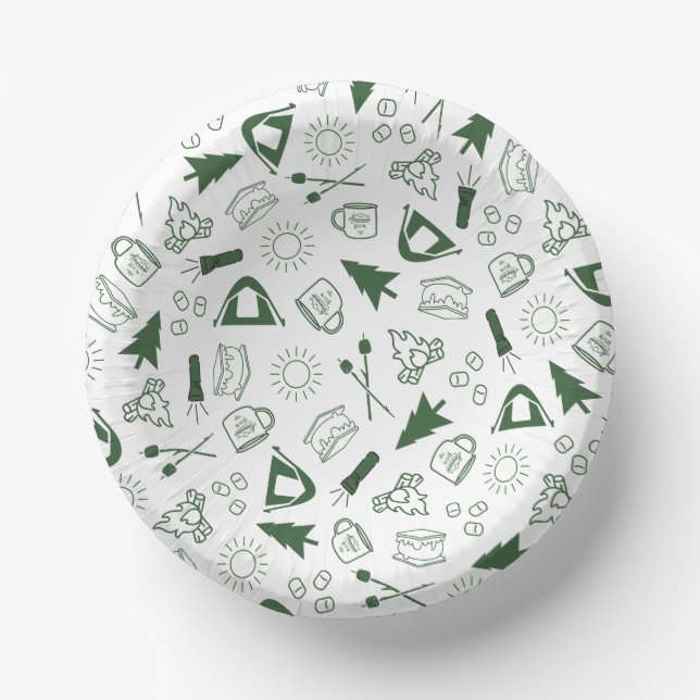 Modern Green Camp Bachelorette Weekend Paper Plate (Front)