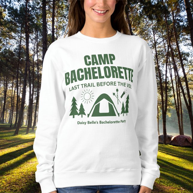 Modern Green Camp Bachelorette Weekend Sweatshirt (Creator Uploaded)