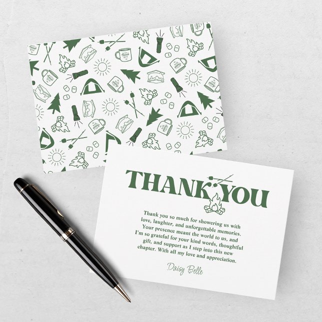 Modern Green Camp Bachelorette Weekend Thank You Card (Creator Uploaded)