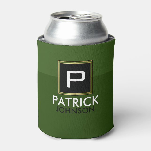 Modern Green Can Cooler with Name (Can Front)