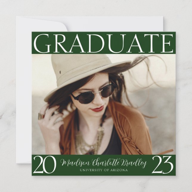 Modern Green Chic Graduation Announcement (Front)