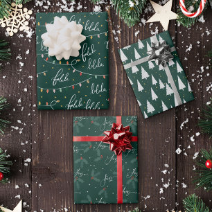 Modern Green Christmas Holiday Wrapping Paper Sheet