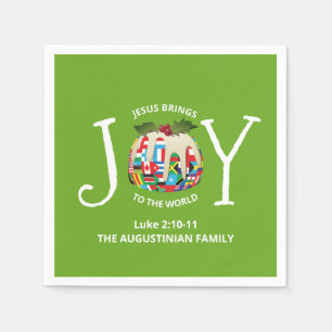 Modern Green Christmas JOY TO THE WORLD Napkin