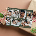 Modern Green Christmas New Year Six Photo Collage<br><div class="desc">Modern Green Christmas New Year Six Photo Collage Foil Holiday Card. (Photo by Ketut Subiyanto on Pexels. Kindly replace it with your own.)</div>