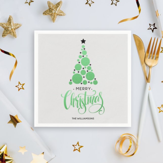 Modern Green Christmas Tree Holiday Napkins (Creator Uploaded)