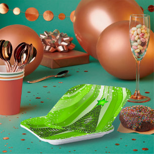 Modern Green Christmas Tree with Star  Paper Plate