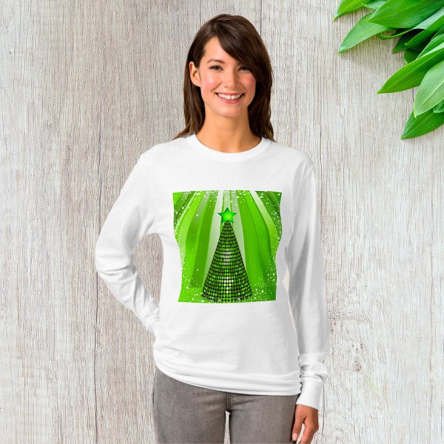 Modern Green Christmas Tree with Star  T-Shirt (Creator Uploaded)