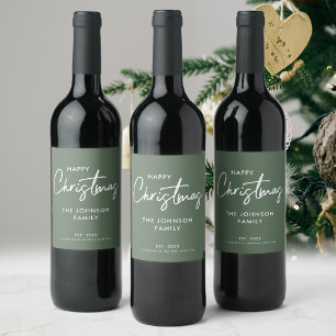 Modern Green Christmas Wine Label