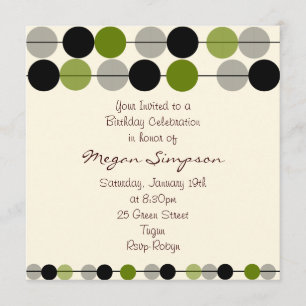 Modern Green Circle Design Birthday Invitation