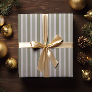 Modern Green Classic Stripes Christmas Wrapping Paper