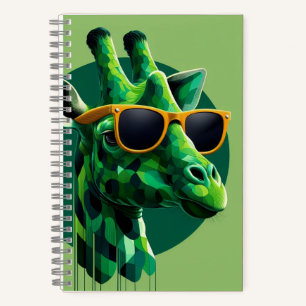 Modern Green Colorful Giraffe Notebook