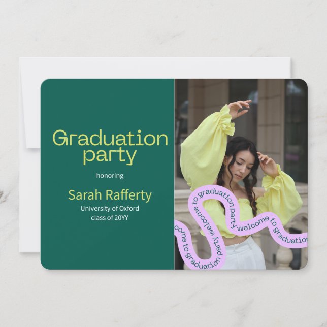 Modern green colourful typography invitation (Front)