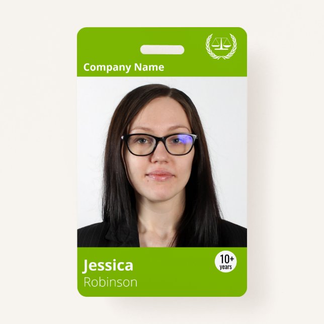 Modern Green Computer Tech Custom Print Employee ID Badge (Front)